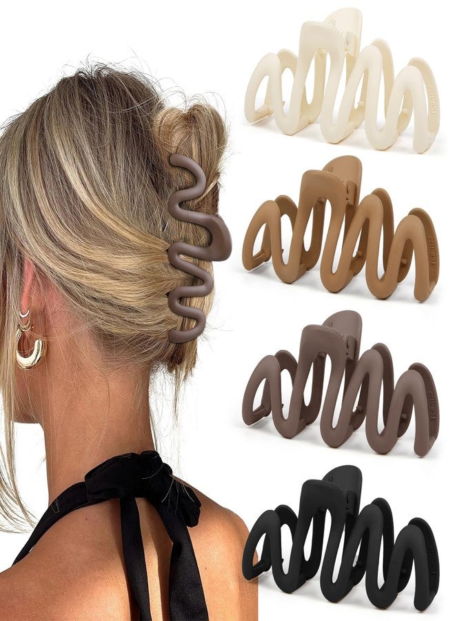 TEBIEKOY 4Pcs Claw Clips for Women Wavy Hair Clips for Thick Hair Non Slip Hair Clip Claw for Women's Hair Cute Hair Accessories - Image 1